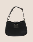 CHRISTIAN D1OR BLACK SATIN & PATENT LEATHER MINI STREET CHIC HOBO BAG