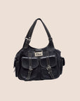 CHRISTIAN D1OR BLACK LEATHER STREET CHIC SATCHEL
