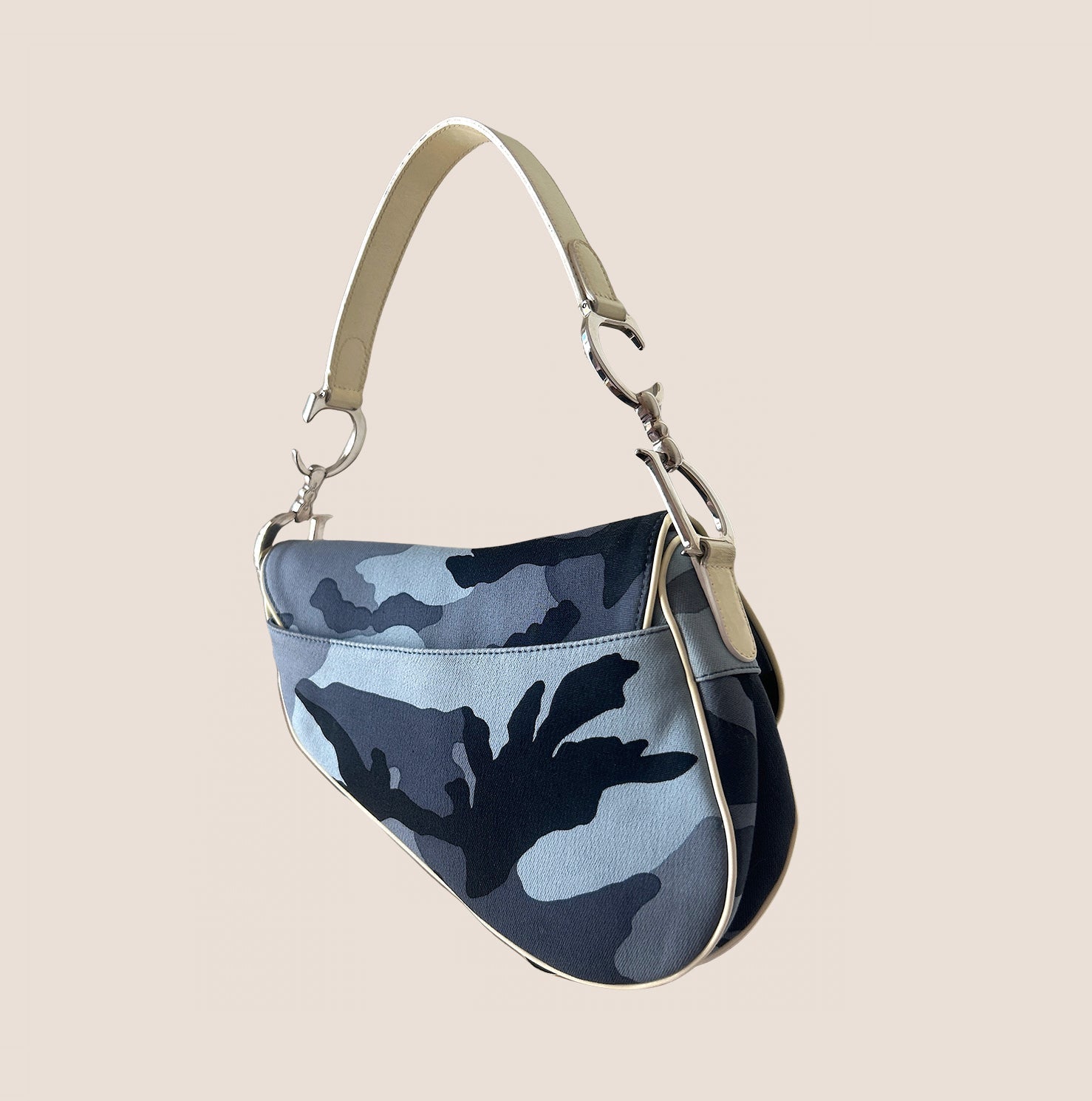 CHRISTIAN D1OR 2002 BLUE CAMOUFLAGE SADDLE BAG