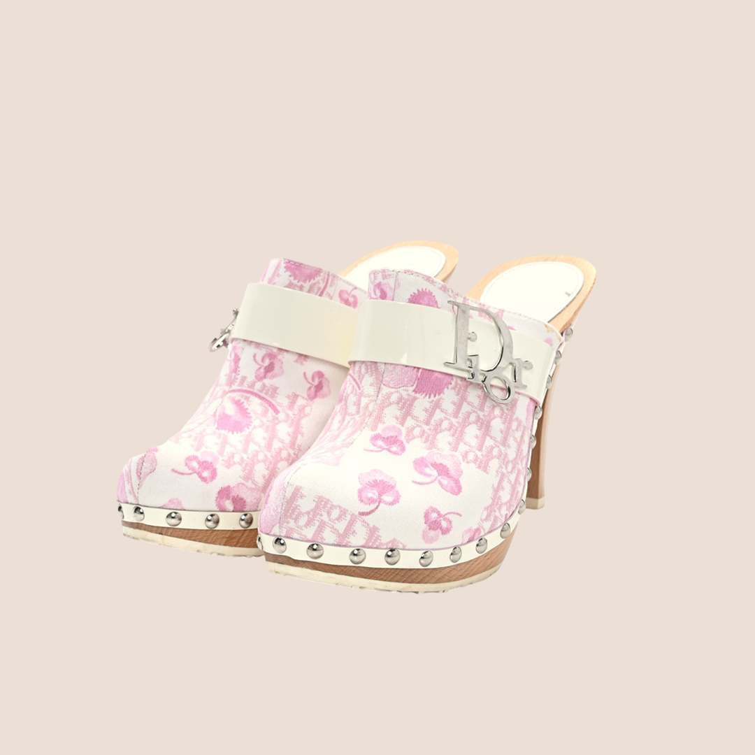 CHRISTIAN D1OR 2005 GIRLY CHERRY BLOSSOM STUDDED MULES