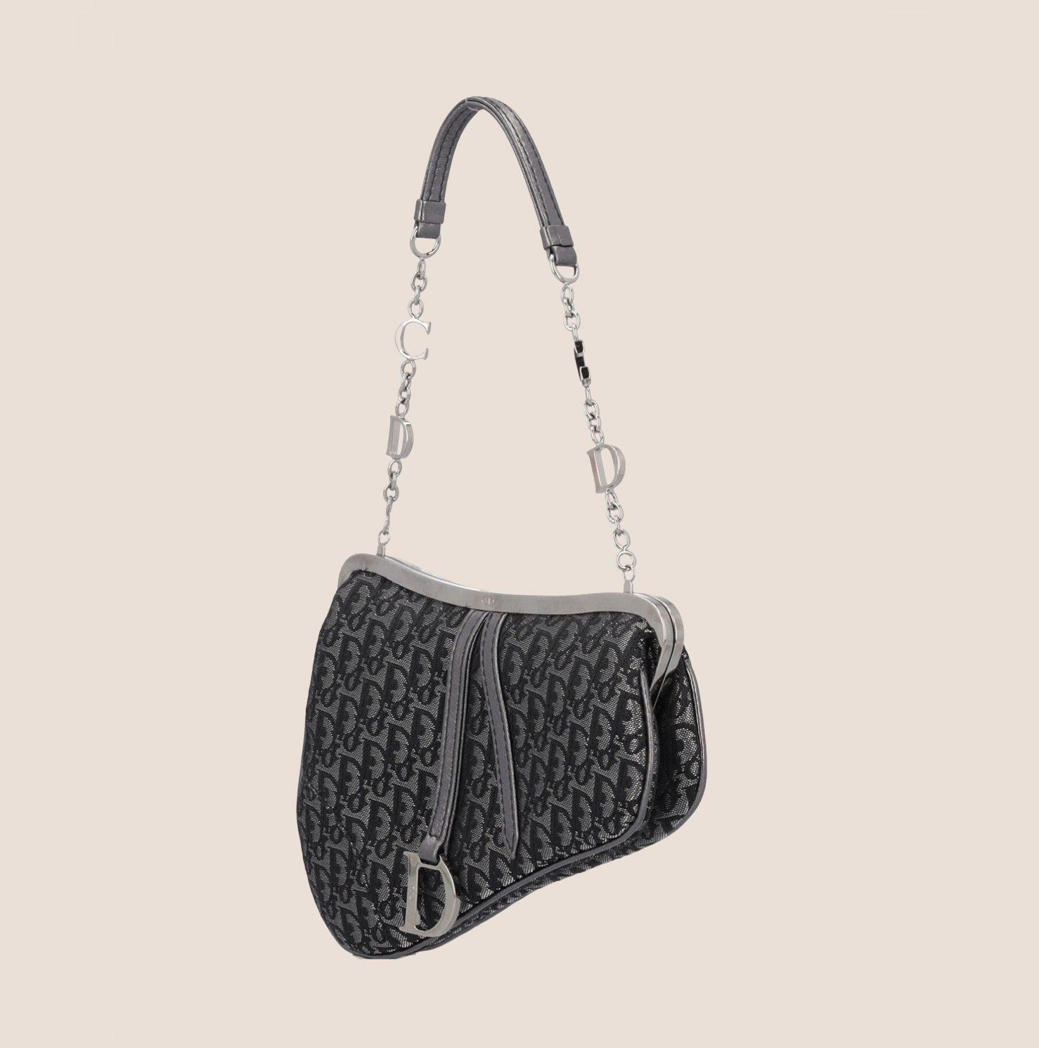 CHRISTIAN D1OR 2003 GREY JACQUARD TROTTER MICRO SADDLE BAG