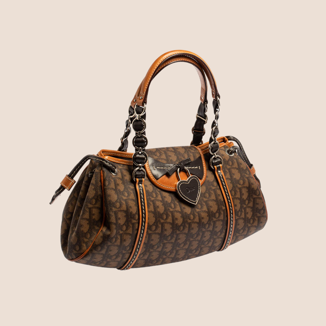 CHRISTIAN D1OR 2007 BROWN ROMANTIQUE TROTTER HANDBAG