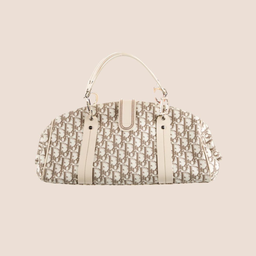 CHRISTIAN D1OR 2005 D1ORISSIMO FLORAL EMBROIDERED TROTTER BAG