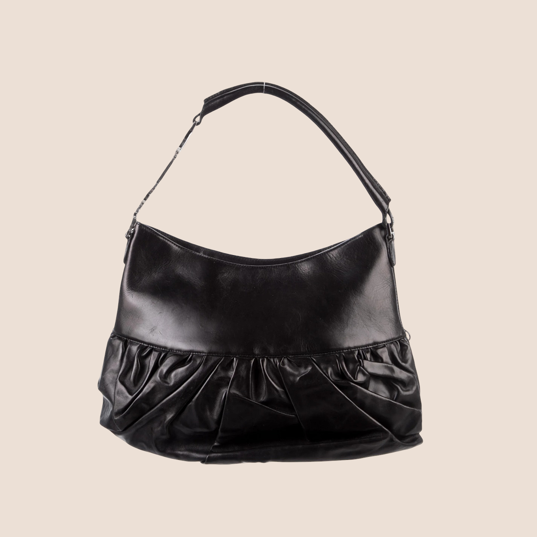 CHRISTIAN D1OR 2005 BLACK LEATHER CORSET BAG