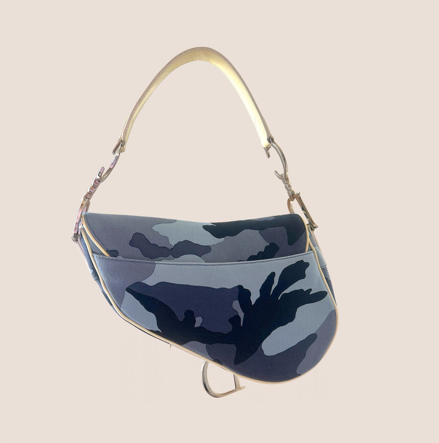 CHRISTIAN D1OR 2002 BLUE CAMOUFLAGE SADDLE BAG