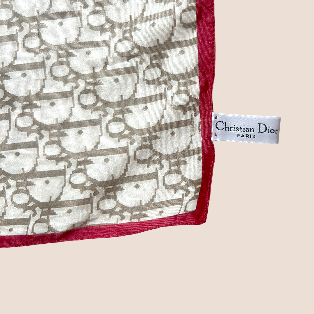 CHRISTIAN D1OR BEIGE OBLIQUE SILK SCARF