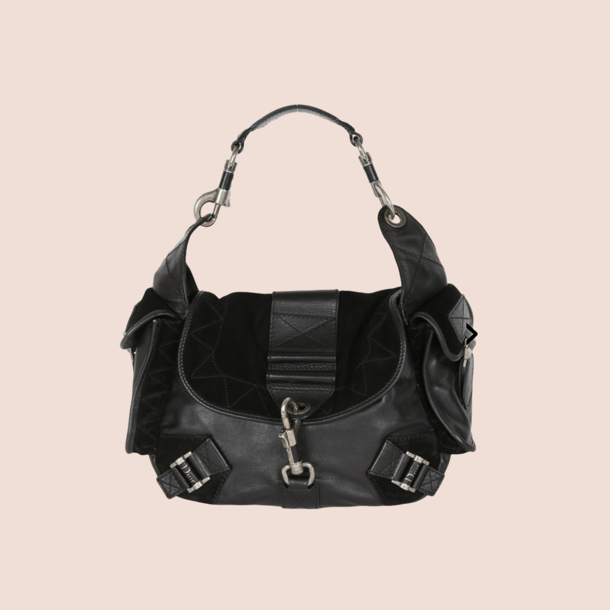 CHRISTIAN D1OR 2006 BLACK SUEDE REBELLE BAG