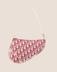 CHRISTIAN D1OR BURGUNDY CANVAS SADDLE BAG