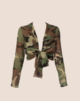 CHRISTIAN D1OR 2001 CAMOUFLAGE SILK WRAP TOP
