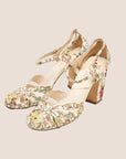 CHRISTIAN D1OR BEIGE D1ORISSIMO FLORAL EMBROIDERED MARY JANE PUMPS