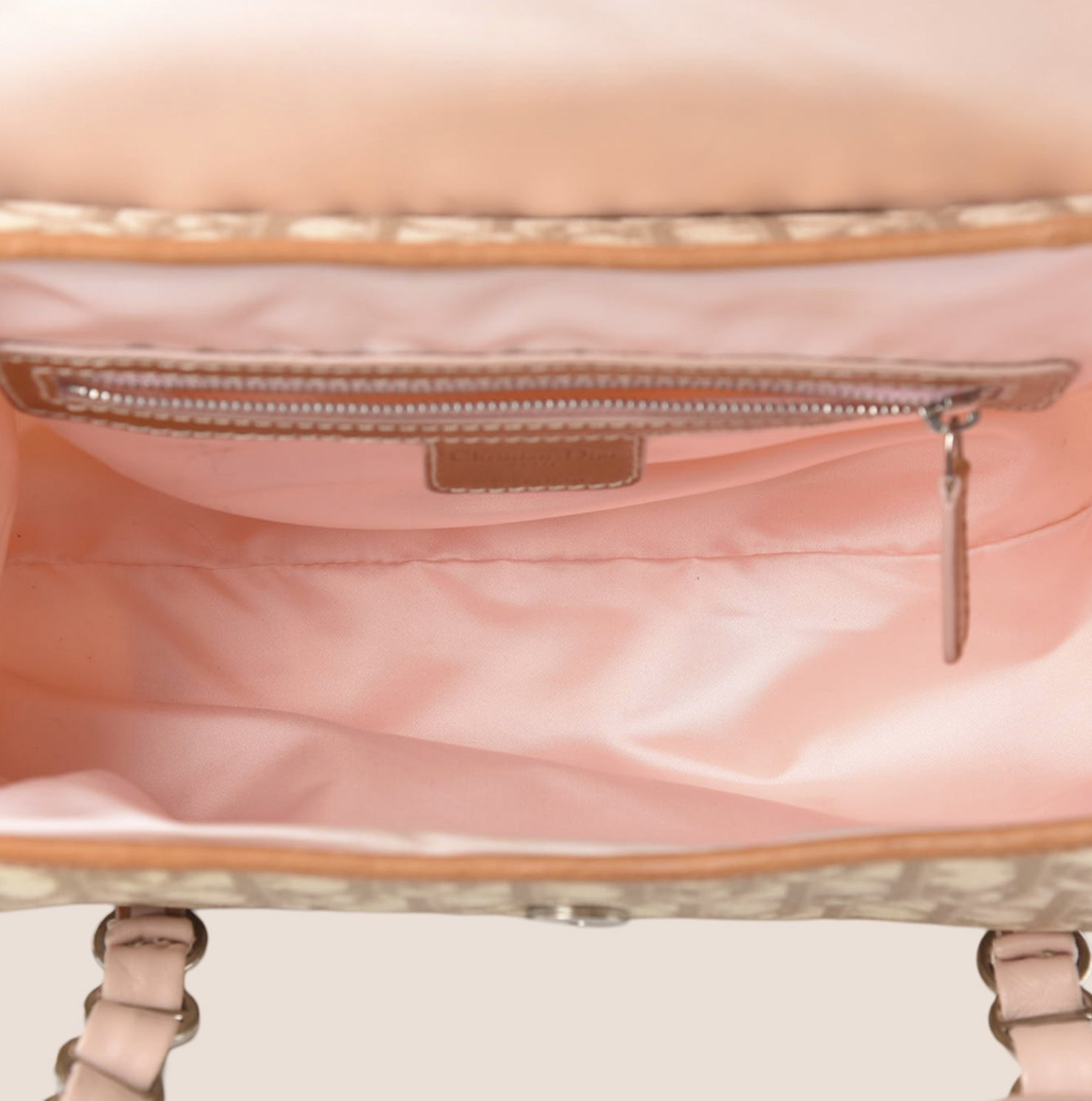 CHRISTIAN D1OR 2007 PINK &amp; BEIGE ROMANTIQUE SHOULDER BAG