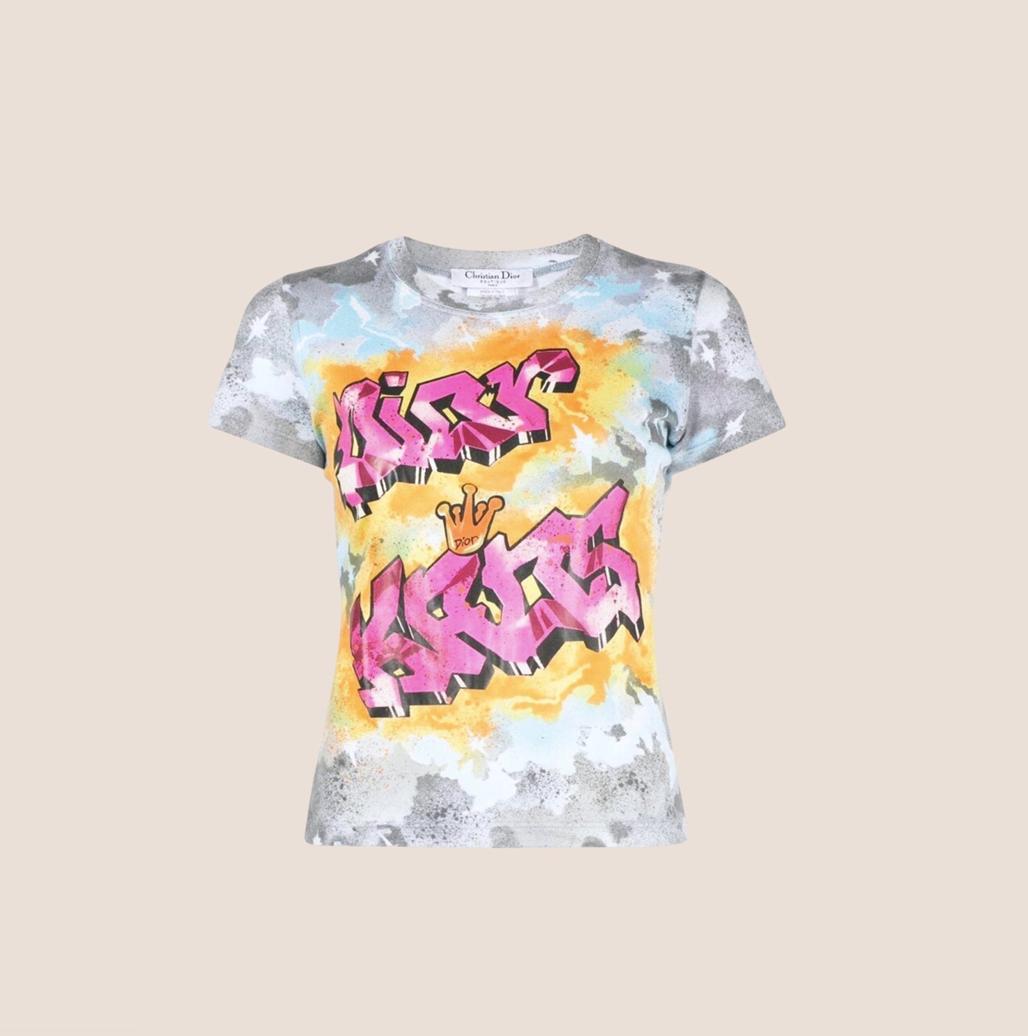 CHRISTIAN D1OR 2004 "D1OR KAOS" GRAFITTI PRINT T-SHIRT