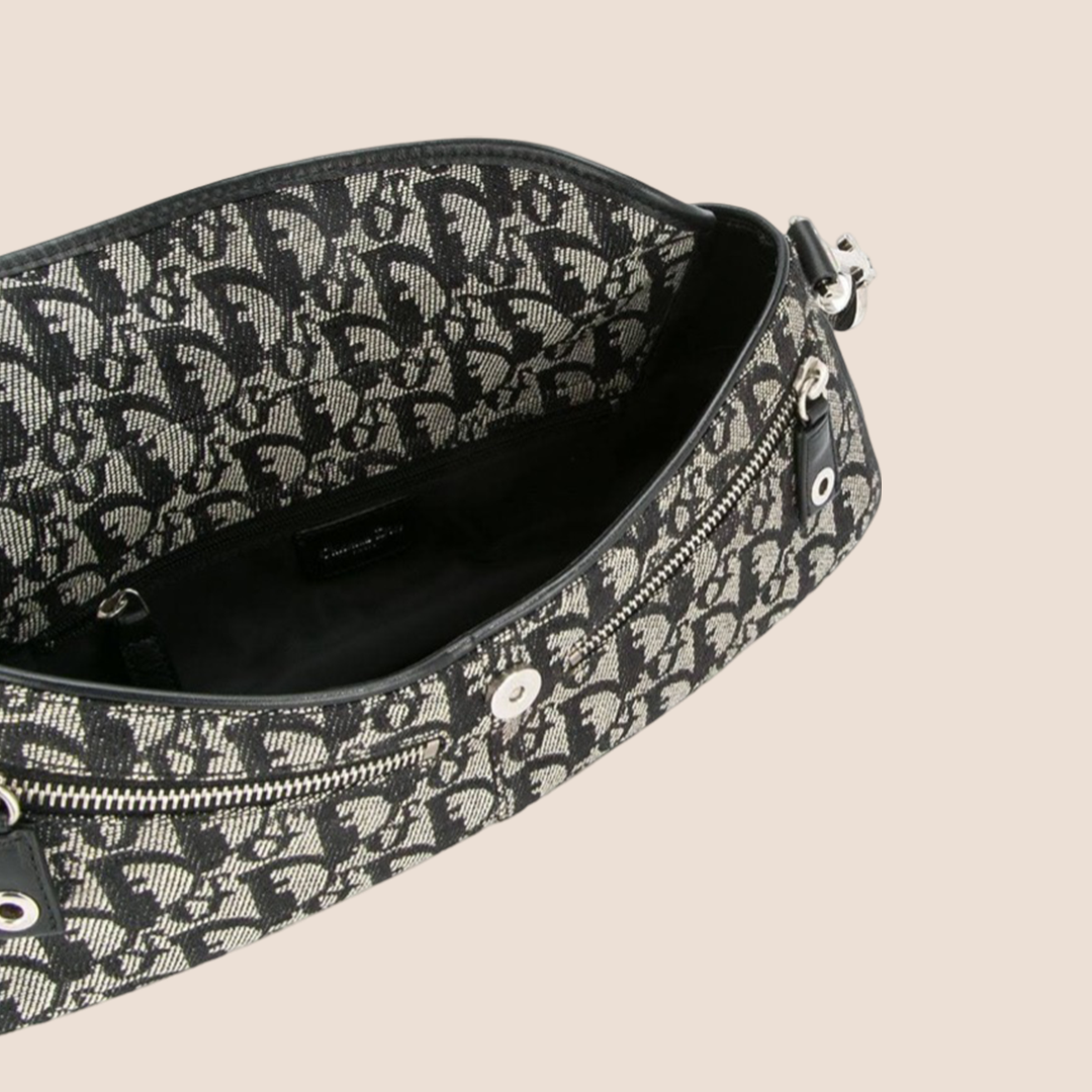 CHRISTIAN D1OR 2004 NAVY D RING SHOULDER BAG