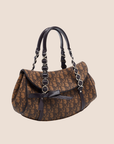 CHRISTIAN D1OR BROWN TROTTER ROMANTIQUE FLAP BAG