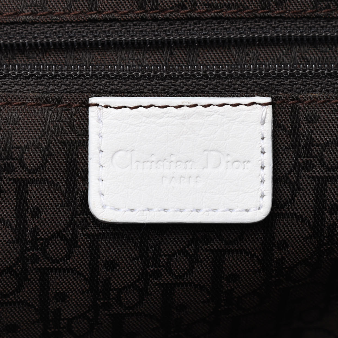 CHRISTIAN D1OR 2005 WHITE CALFSKIN BUCKLE FRAME SATCHEL