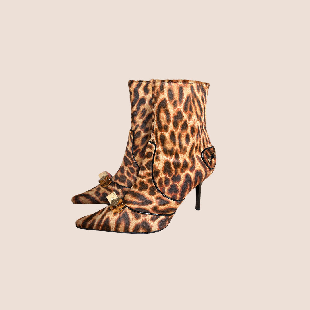 CHRISTIAN D1OR 2004 DICE LEOPARD PRINT BOOTS