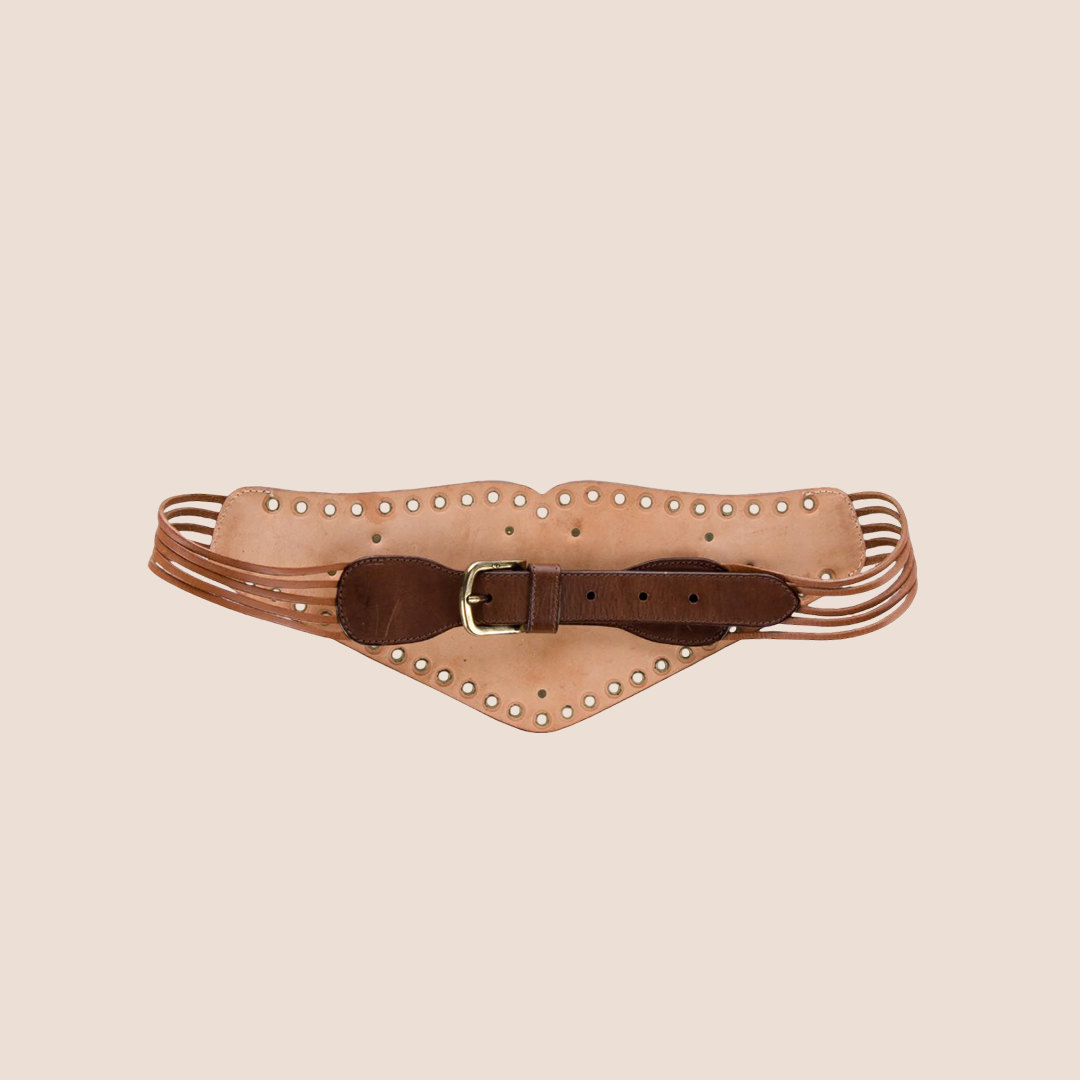 CHRISTIAN D1OR 2001 METALLIC LEATHER WAIST BELT