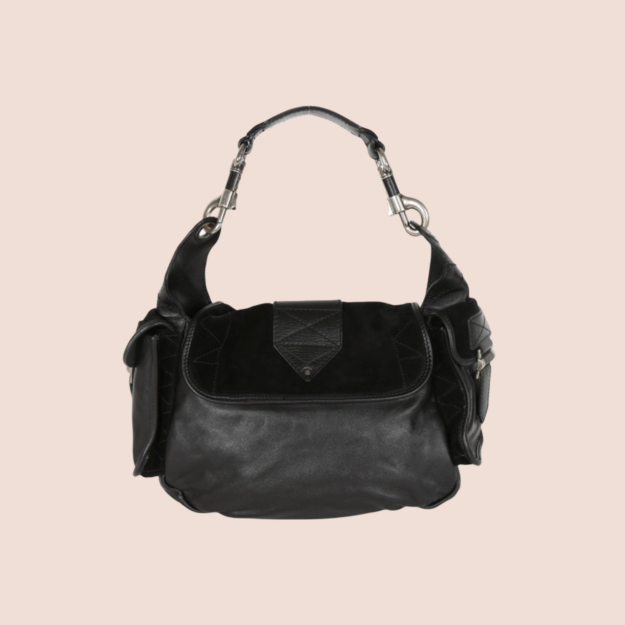 CHRISTIAN D1OR 2006 BLACK SUEDE REBELLE BAG