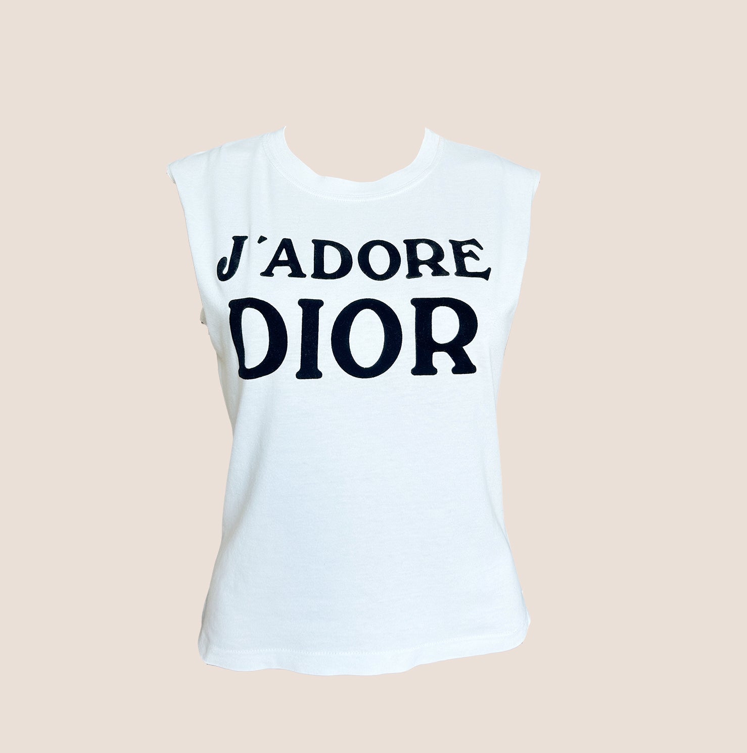 CHRISTIAN D1OR "J'ADORE D1OR" WHITE SLEEVELESS TANK TOP