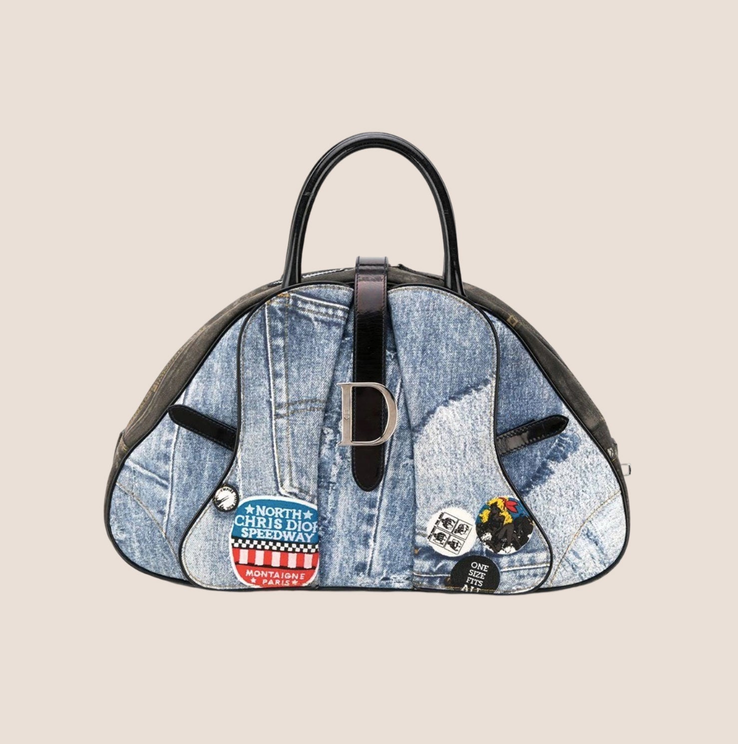 CHRISTIAN D1OR 2001 "MISS D1ORELLA" DENIM SADDLE HANDBAG