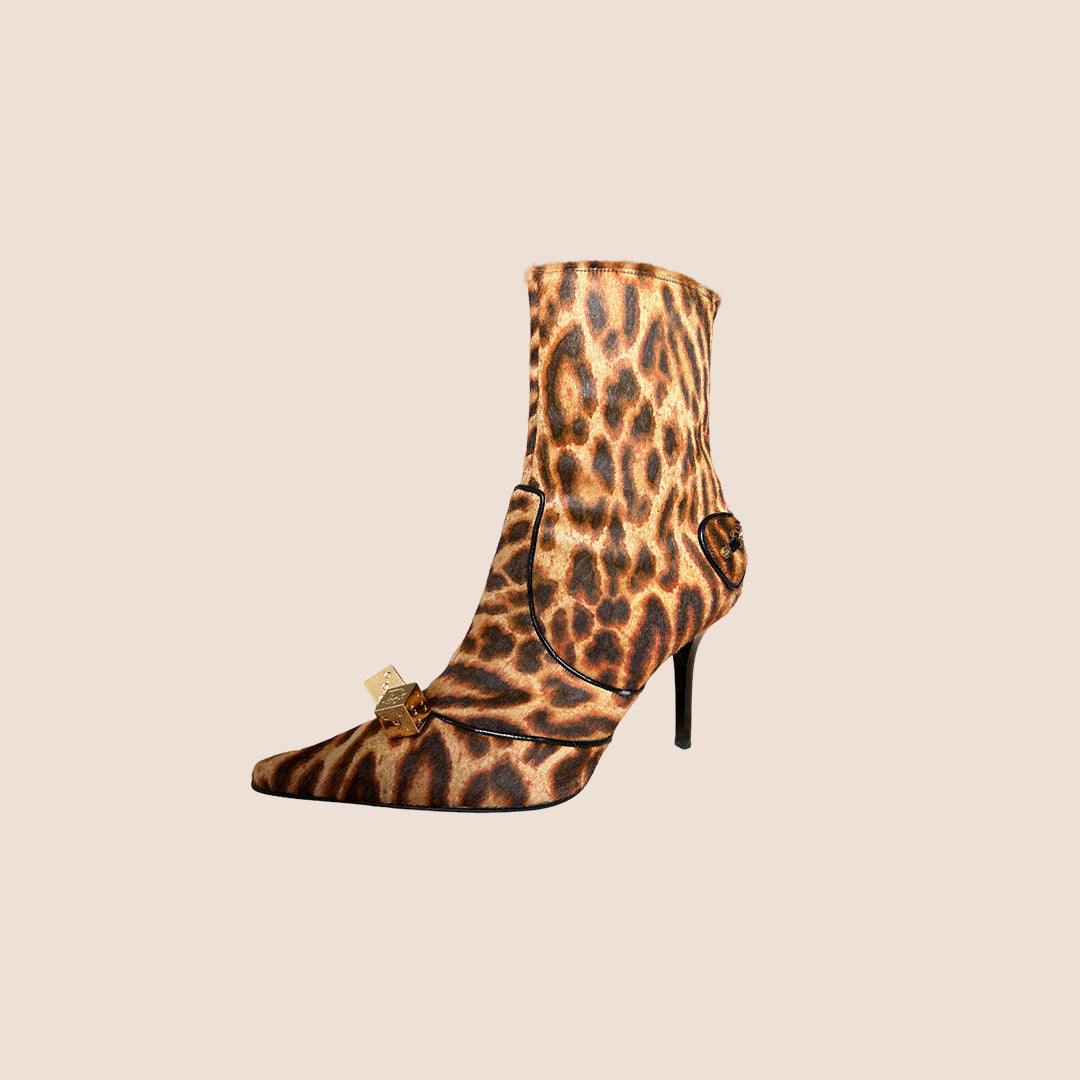 CHRISTIAN D1OR 2004 DICE LEOPARD PRINT BOOTS