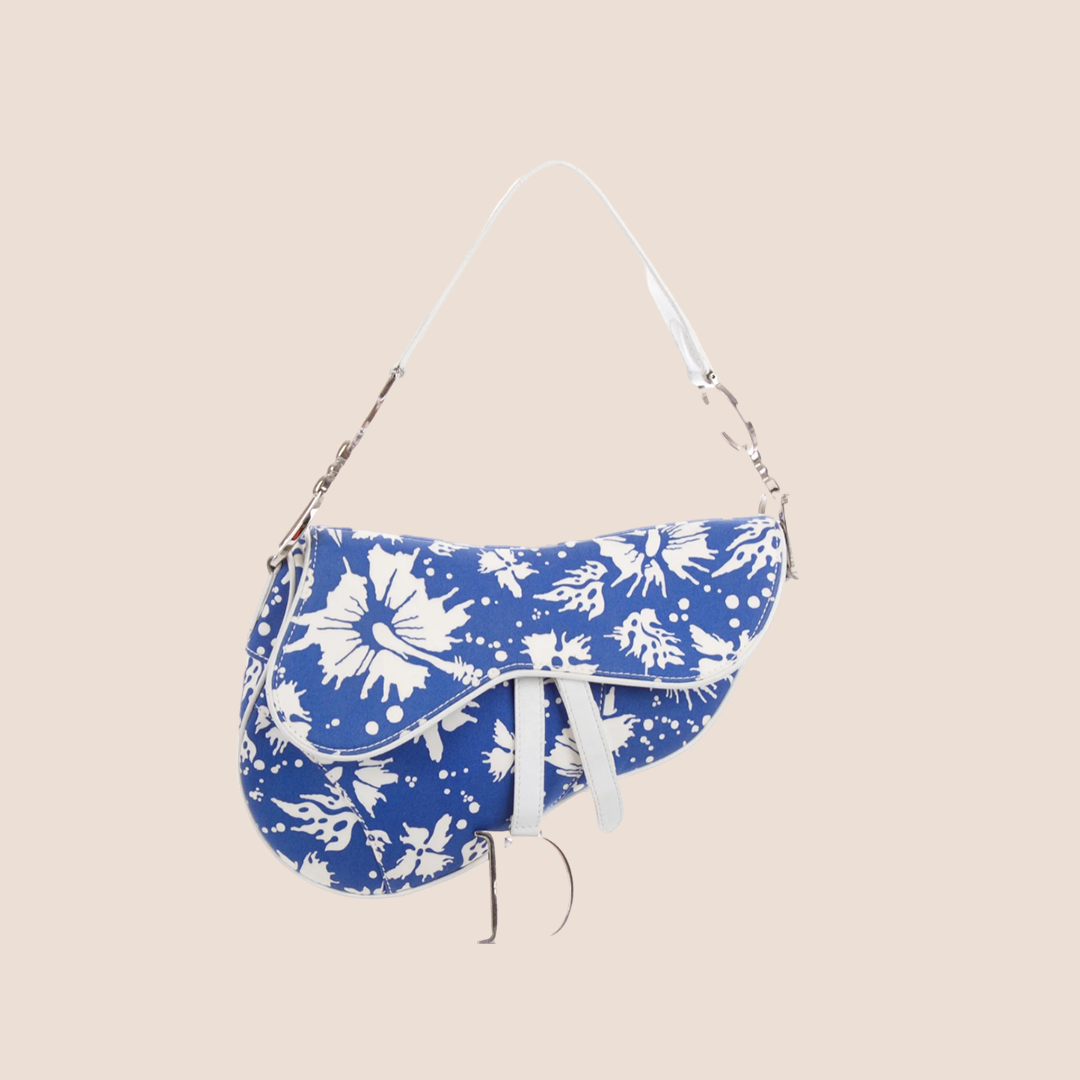 CHRISTIAN D1OR 2004 SURF CHICK FLORAL SADDLE BAG
