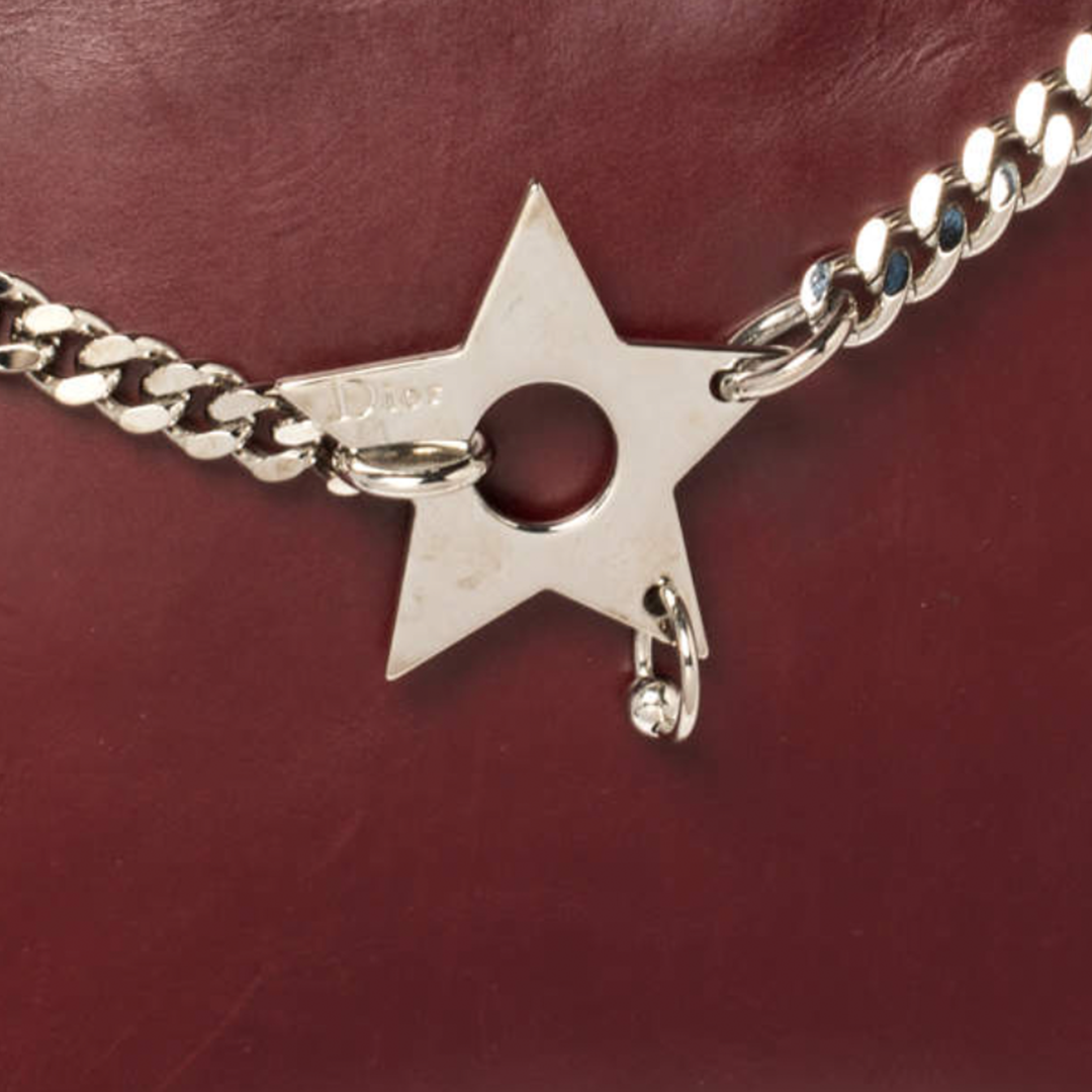 CHRISTIAN D1OR BURGUNDY LEATHER PIERCED HARDCORE TOTE BAG