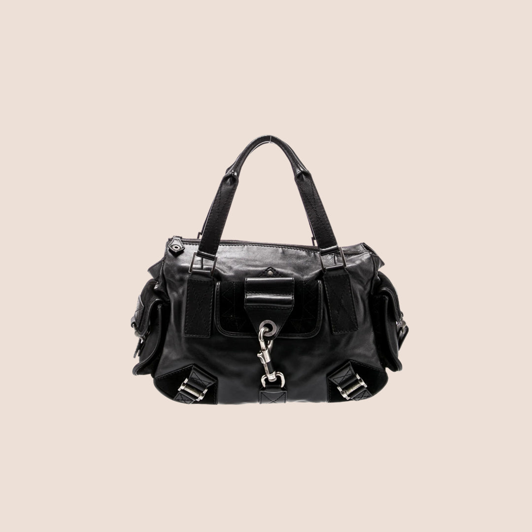 CHRISTIAN D1OR 2006 BLACK SUEDE REBELLE HOBO BAG