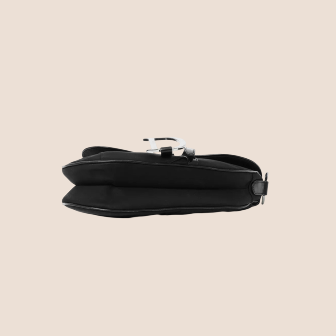 CHRISTIAN D1OR BLACK NYLON SADDLE BAG