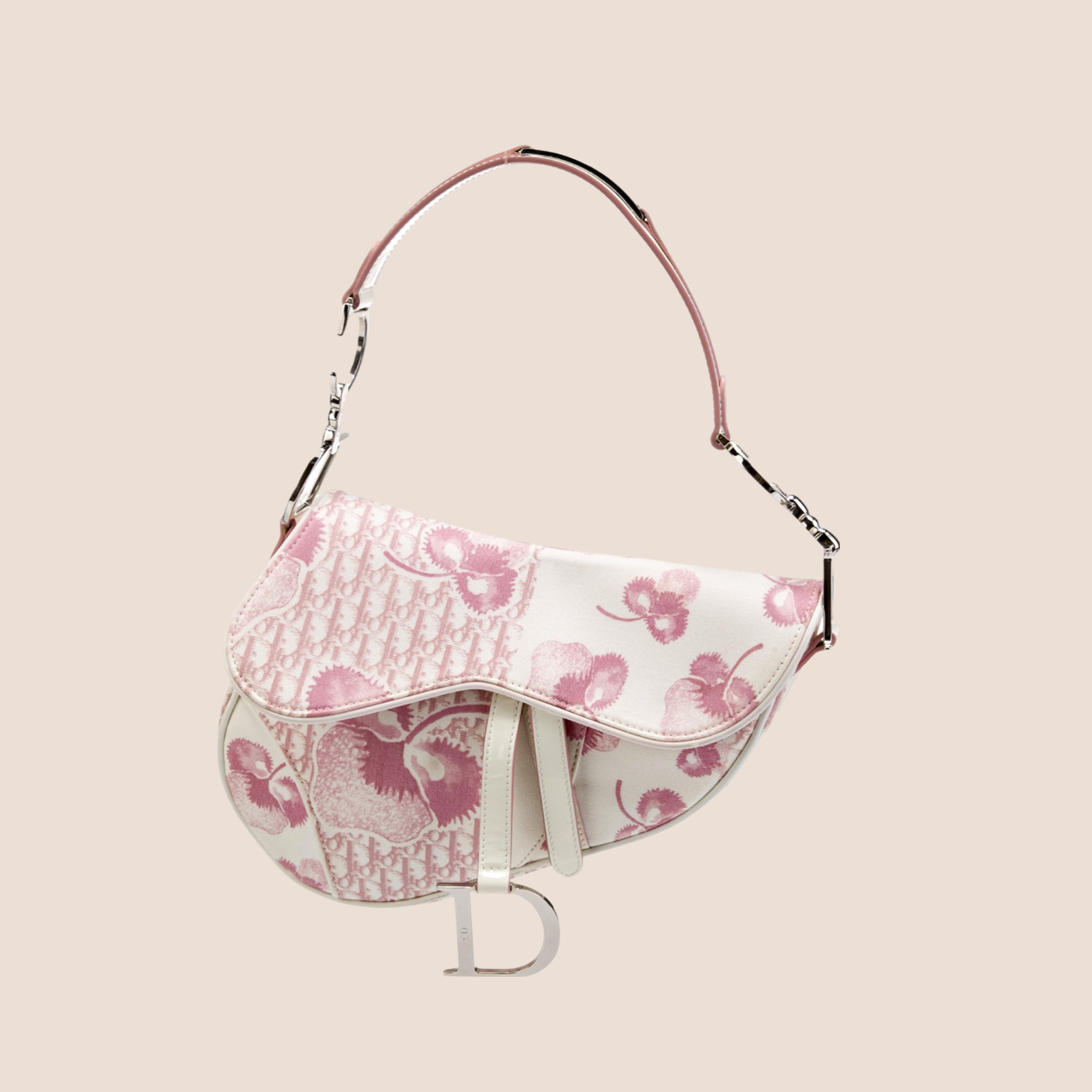 CHRISTIAN D1OR 2004 GIRLY PINK CHERRY BLOSSOM SADDLE BAG