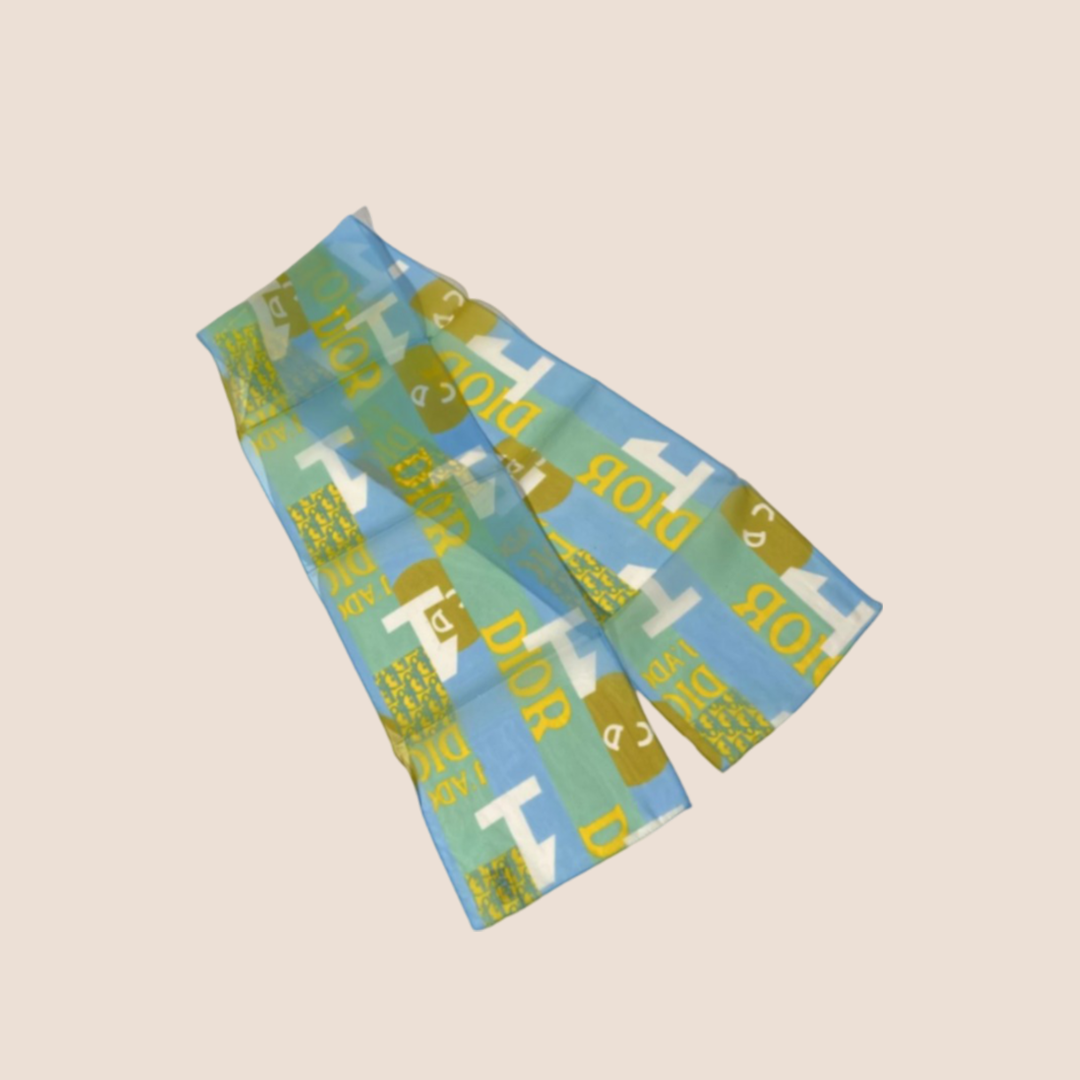 CHRISTIAN D1OR 2005 "J'ADORE D1OR' BLUE &amp; GREEN SILK SCARF