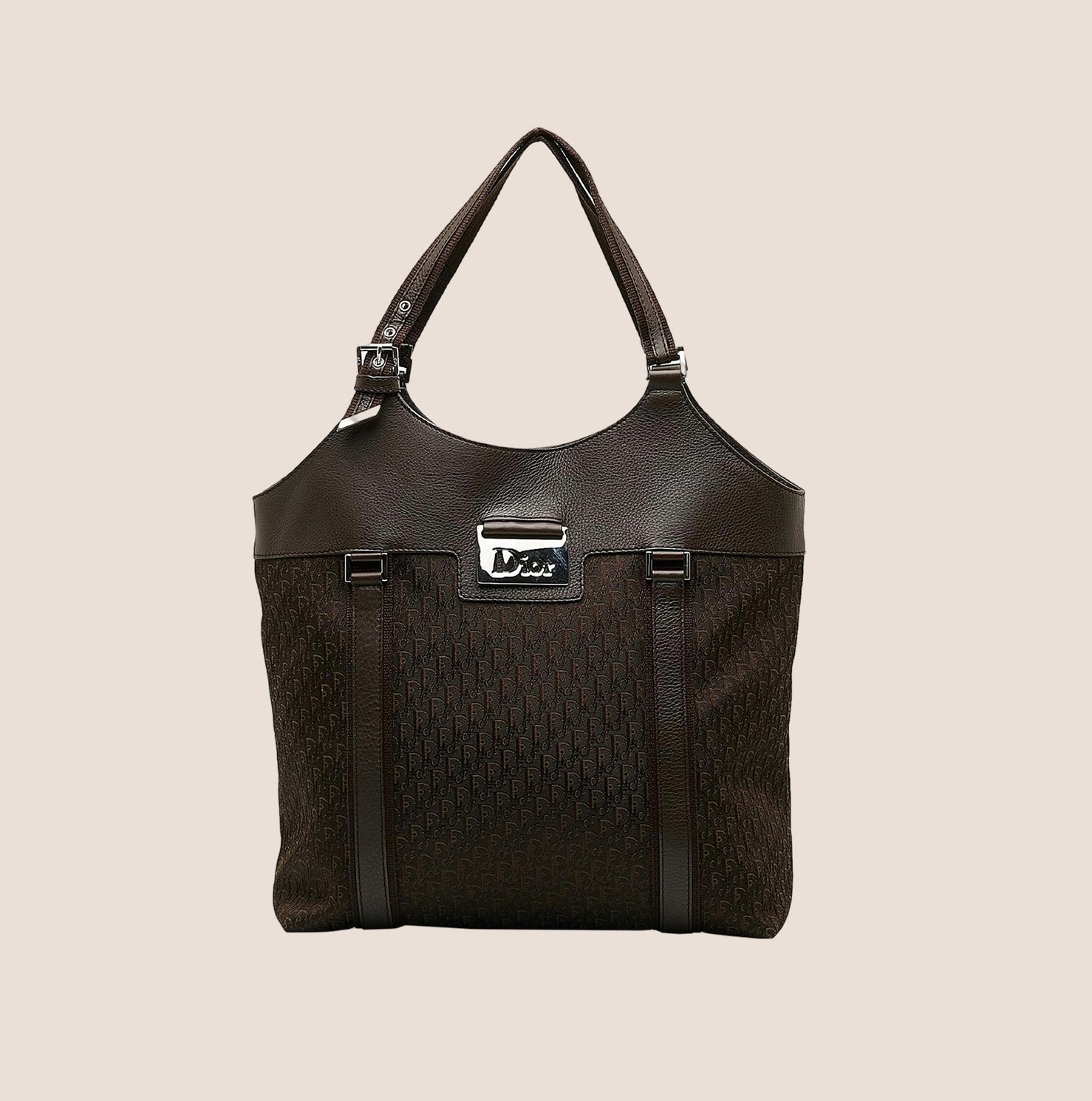 CHRISTIAN D1OR BROWN D1ORISSIMO STREET CHIC TOTE BAG