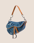 CHRISTIAN D1OR 2005 DENIM EMBROIDERED SADDLE BAG