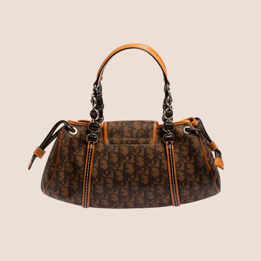 CHRISTIAN D1OR 2007 BROWN ROMANTIQUE TROTTER HANDBAG