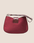CHRISTIAN D1OR BURGUNDY SATIN & PATENT LEATHER MINI STREET CHIC HOBO BAG