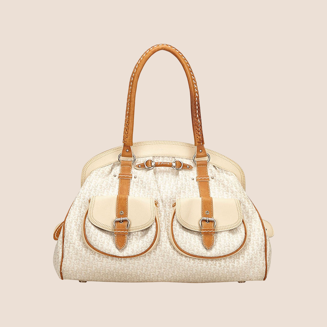 CHRISTIAN D1OR BICOLOR D1ORISSIMO CANVAS SATCHEL BAG