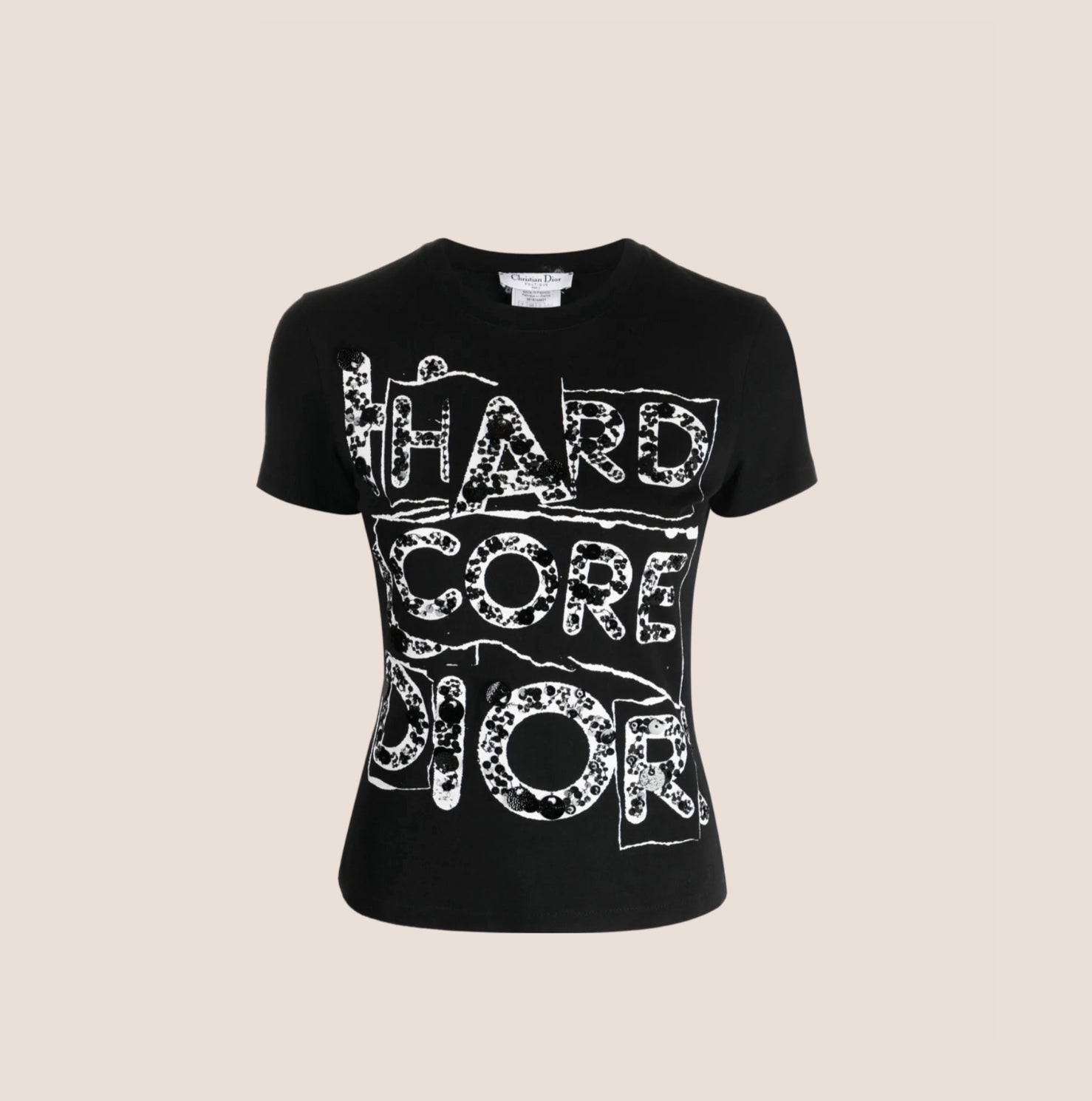 CHRISTIAN D1OR 2003 BLACK HARDCORE PRINT T-SHIRT