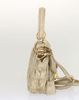 PRD Gathered Shoulder Bag Leather 2way Gold Tone Auth ki3791
