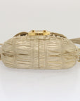 PRD Gathered Shoulder Bag Leather 2way Gold Tone Auth ki3791