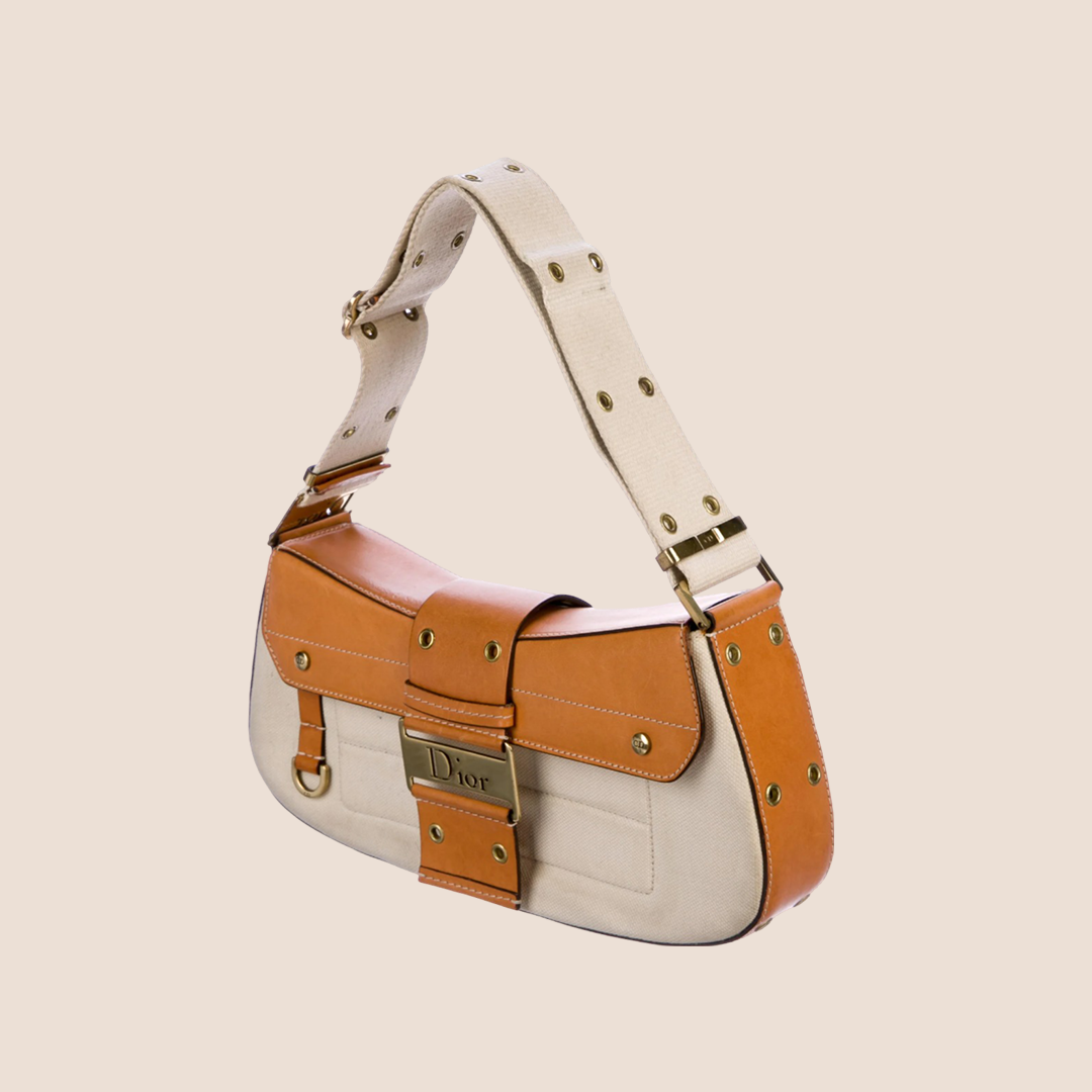 CHRISTIAN D1OR BROWN &amp; CREAM STREET CHIC COLUMBUS BAG