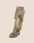 CHRISTIAN D1OR BEIGE FUR & SUEDE KNEE LENGH BOOTS