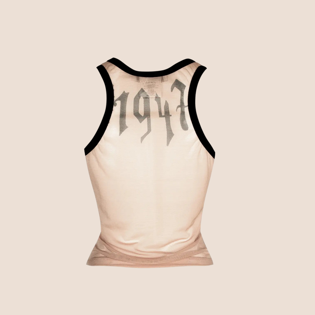 CHRISTIAN D1OR 2002 RUNWAY GOTHIC LOGO MESH TOP