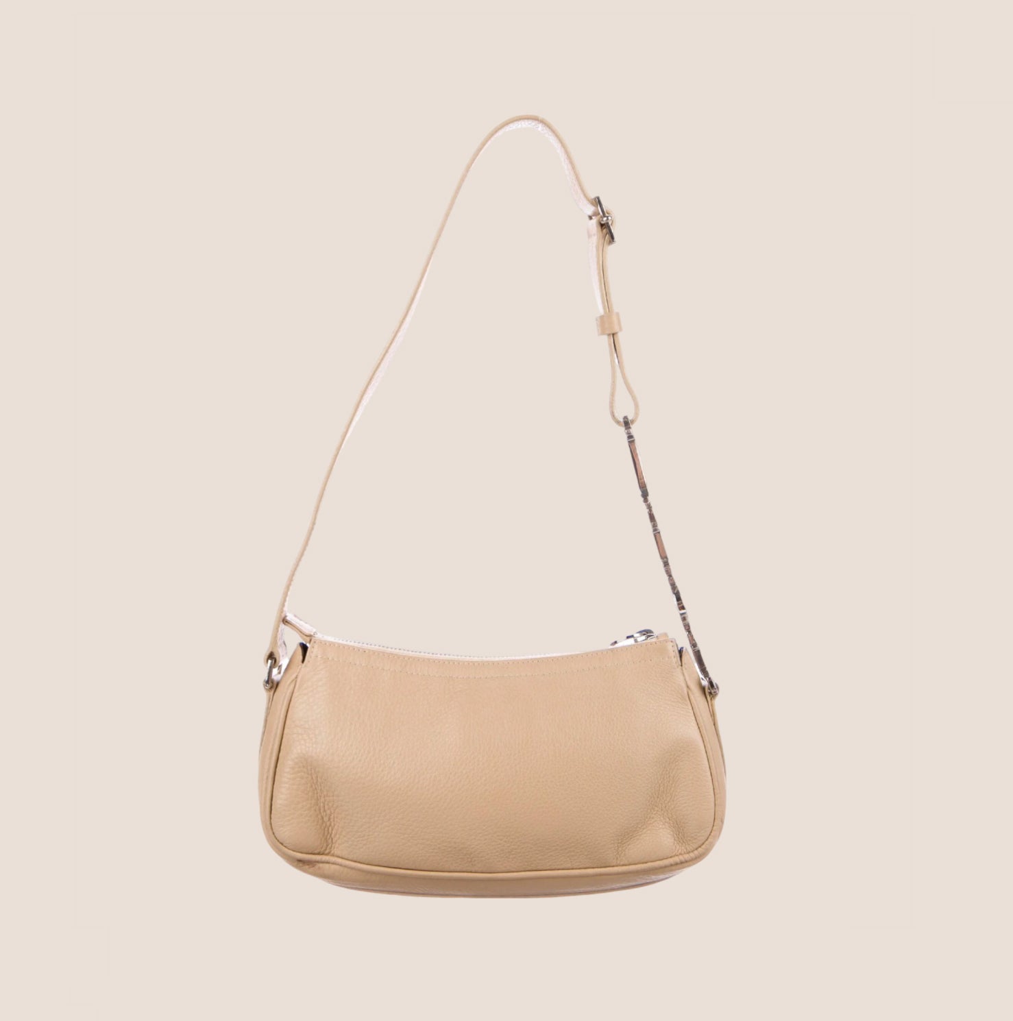 CHRISTIAN D1OR 2000 LOGO CHAIN BEIGE LEATHER MINI SHOULDER BAG