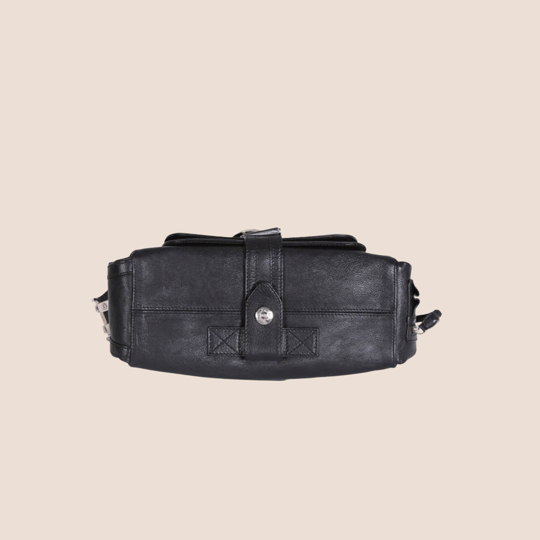 CHRISTIAN D1OR BLACK LEATHER FLIGHT BAG