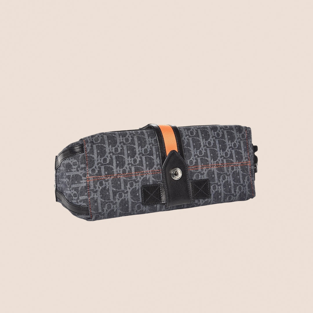 CHRISTIAN D1OR 2005 DENIM OBLIQUE FLIGHT BAG