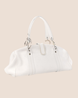 CHRISTIAN D1OR 2005 WHITE CALFSKIN BUCKLE FRAME SATCHEL