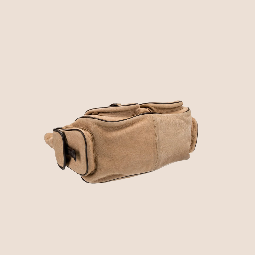 CHRISTIAN D1OR 2005 BROWN SUEDE STREET CHIC MULTIPOCKET SHOULDER BAG