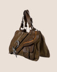 CHRISTIAN D1OR 2006 KHAKI LEATHER DOUBLE GAUCHO BAG