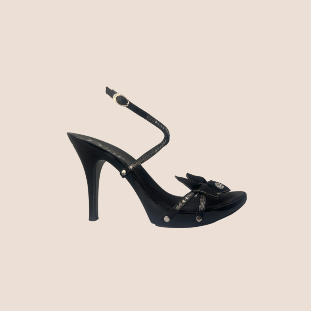 CHRISTIAN D1OR BLACK BUTTERFLY HIGH HEELS