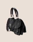 CHRISTIAN D1OR 2006 BLACK PEBBLED CALFSKIN GAUCHO TOP HANDLE BAG